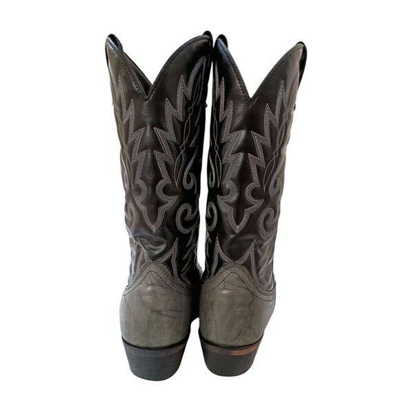 Laredo Western Boot Mens Size 10D Black Gray Pointed Toe Lizard Print Wingtip - Picture 5 of 10